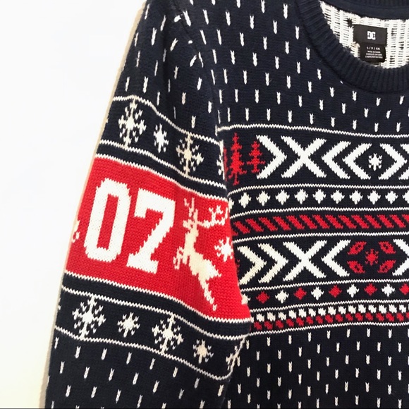 3/$20 Men's Ugly Christmas Sweater DC Blue Red - Picture 7 of 8